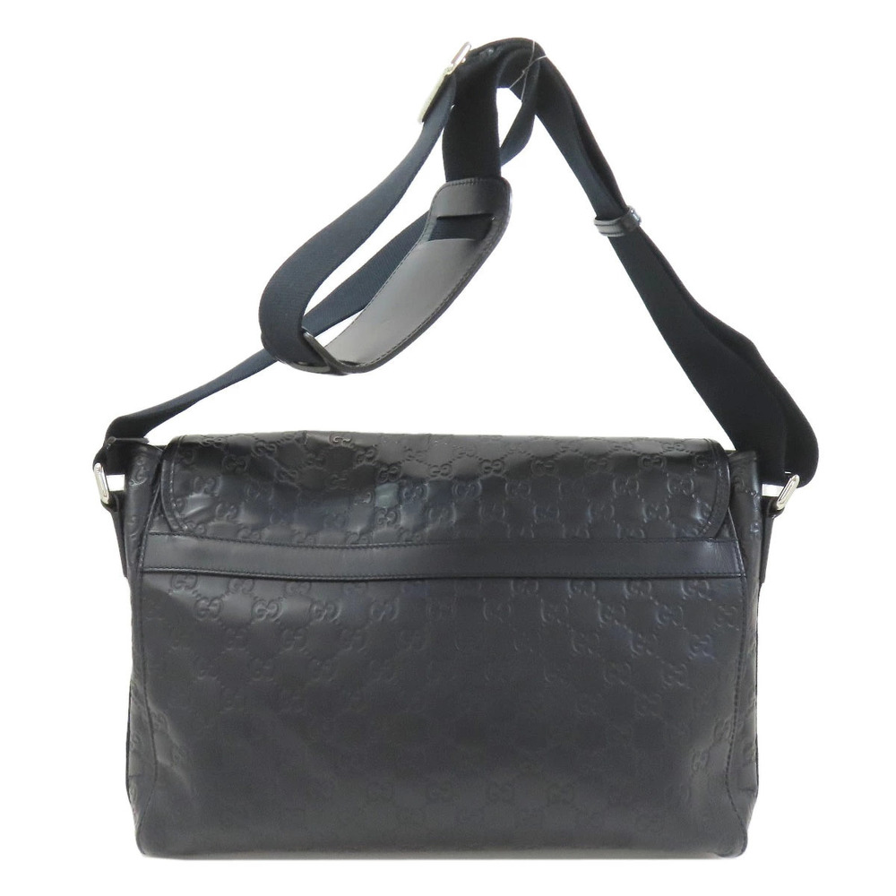 Gucci Leather GG Signature Shoulder Bag ssima Messenger Black